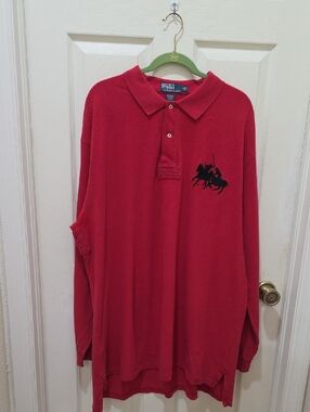 Polo Ralph Lauren Double Pony Red Long Sleeved Polo 3XLT Tall GUC